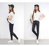 Spring Summer Thin Faux Leather Women's Elastic Thin Leggings